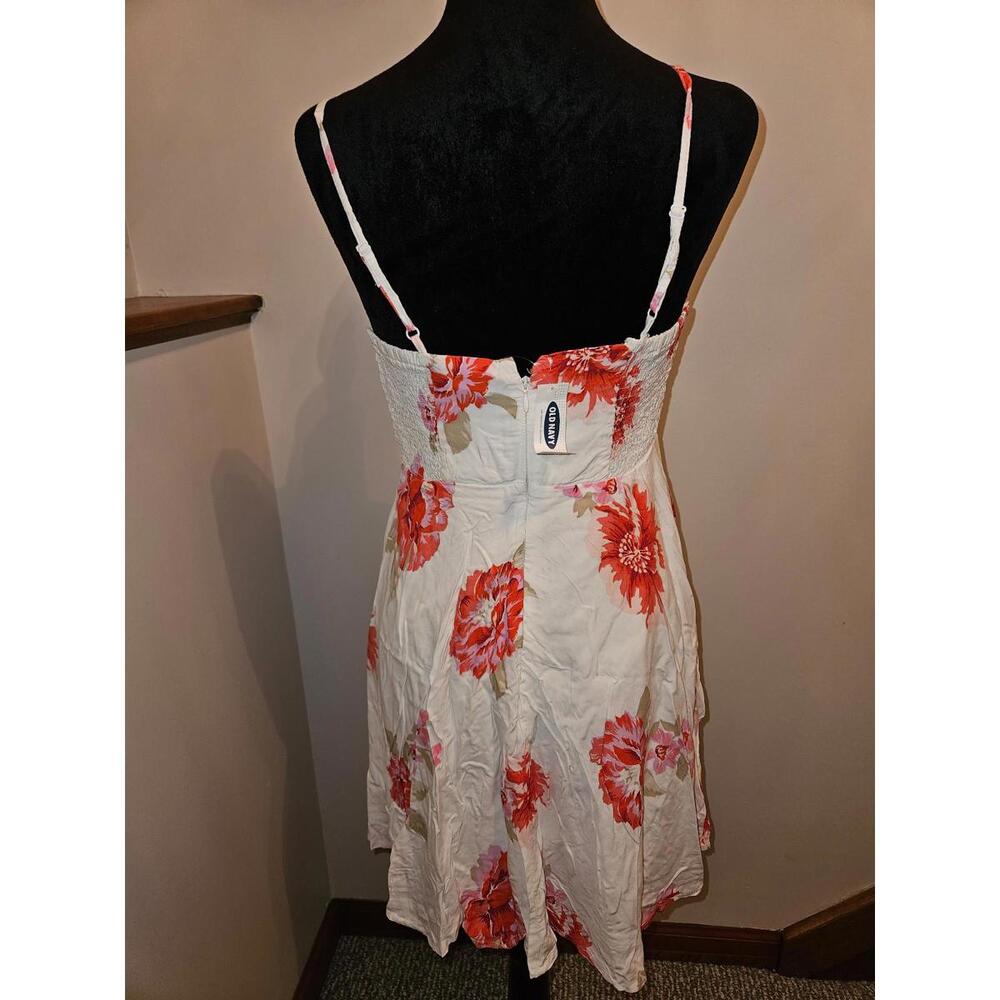 Old Navy Dress cream pink peony pattern, sleeveless, Medium Petite, BNWT - Picture 3 of 4
